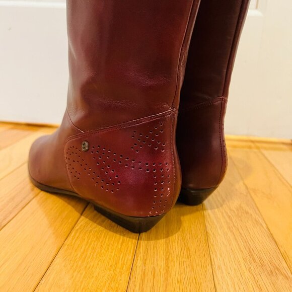 Vintage Etienne Aigner Burgundy Leather Oxblood Riding Boots Size 8.5 M - Picture 4 of 16